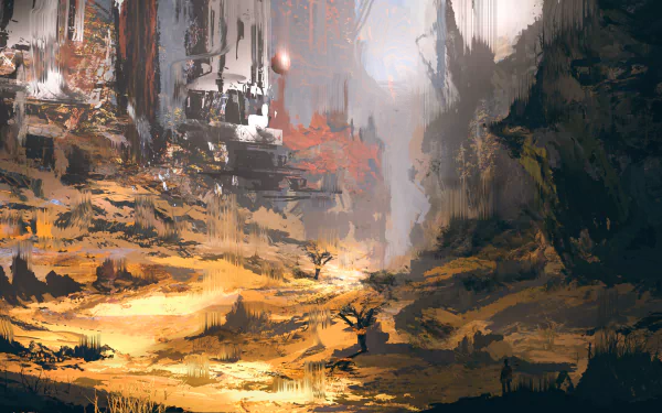 An expansive sci-fi landscape showcases vibrant colors and intricate details, creating a stunning HD PC desktop wallpaper and background.