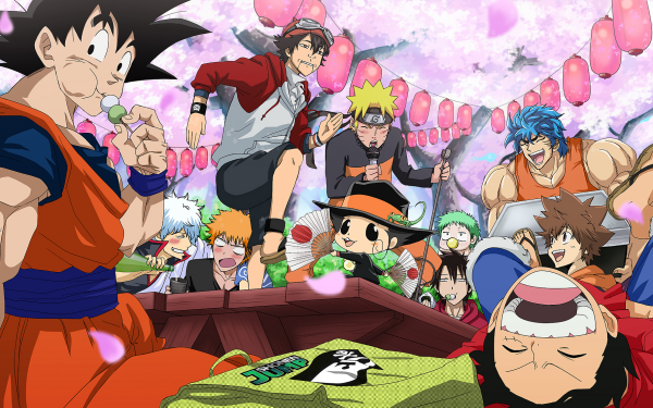 Anime Crossover Naruto Uzumaki Goku Monkey D. Luffy Ichigo Kurosaki Toriko Sket Dance Gintama Beelzebub Katekyō Hitman Reborn! HD Wallpaper | Background Image