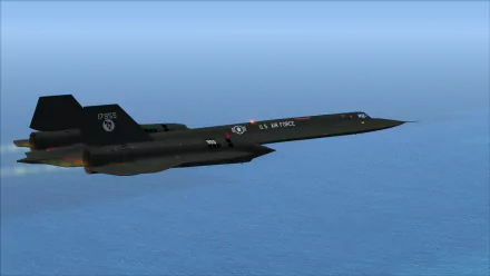 An HD wallpaper featuring a Lockheed SR-71 Blackbird flying over the ocean, representing military aviation and air force history.