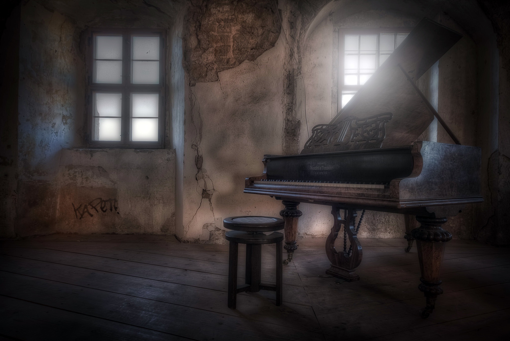 Lovely Piano in Old, Abandoned Building