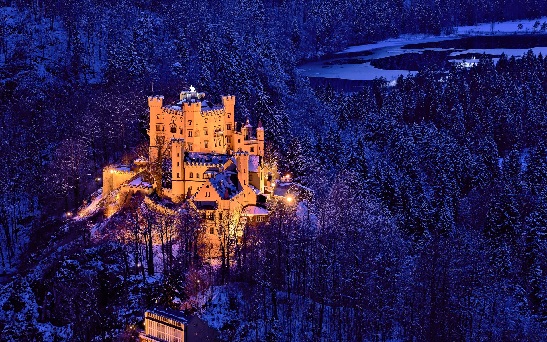 Download Castle Snow Architecture Man Made Hohenschwangau Castle HD 