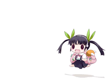 Chibi-style Mayoi Hachikuji from the Monogatari Series: Second Season and Bakemonogatari, featured in an HD anime desktop wallpaper.