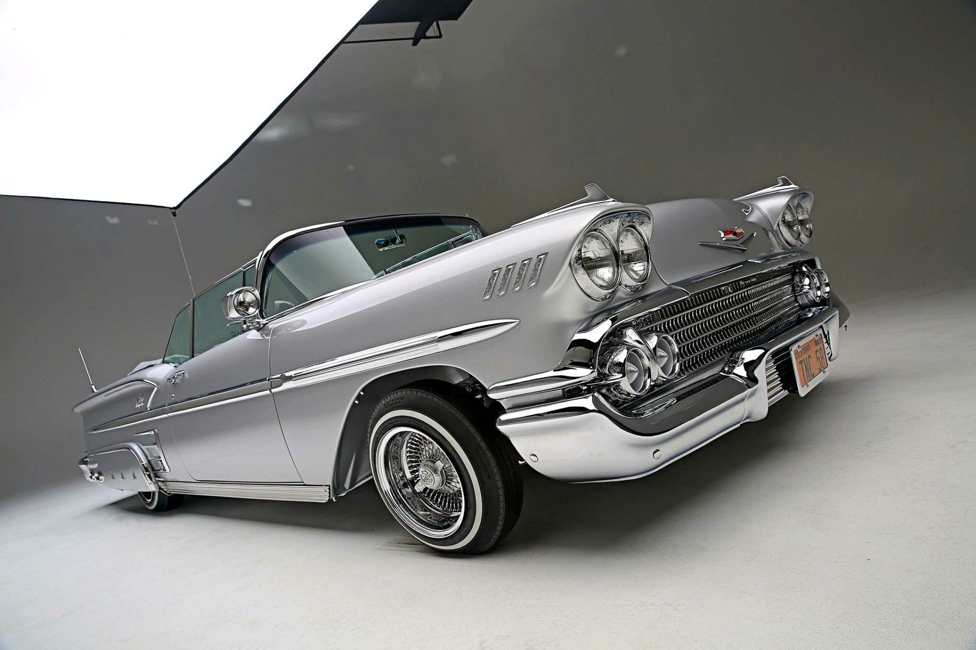 Download Lowrider 1958 Chevrolet Impala Convertible Vehicle Chevrolet Impala Convertible HD Wallpaper