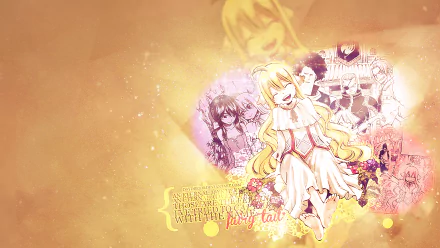 A vibrant HD wallpaper featuring Zeref Dragneel and Mavis Vermilion from the anime Fairy Tail, surrounded by iconic characters and a floral backdrop.