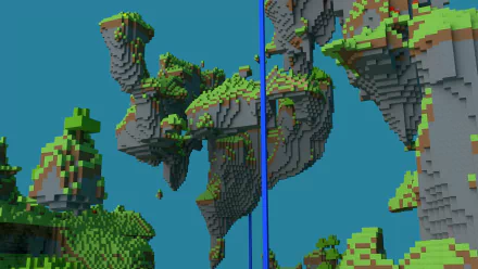 A vibrant Minecraft scene featuring floating islands and lush greenery, creating a stunning HD desktop wallpaper for fans of the game.