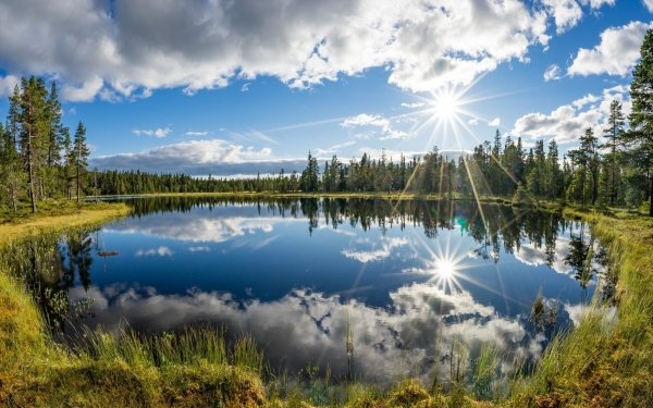 Nature Reflection Lake Sunbeam Sun Cloud HD Wallpaper | Background Image