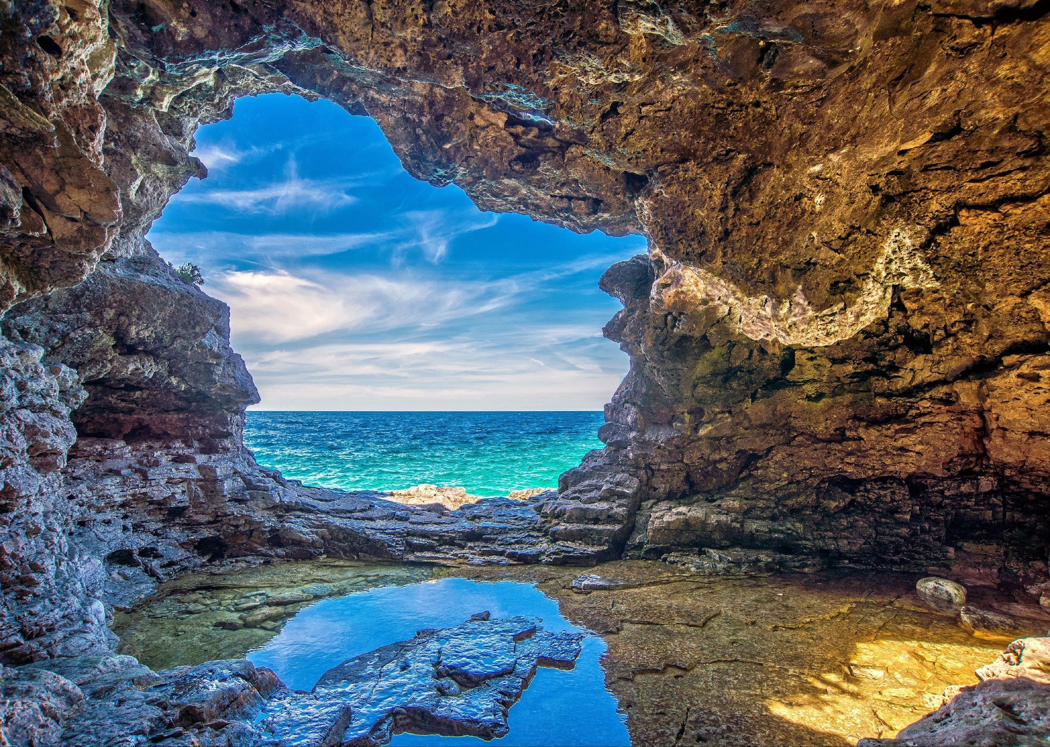 Ocean Cave HD Wallpaper | Background Image | 2048x1457 ...