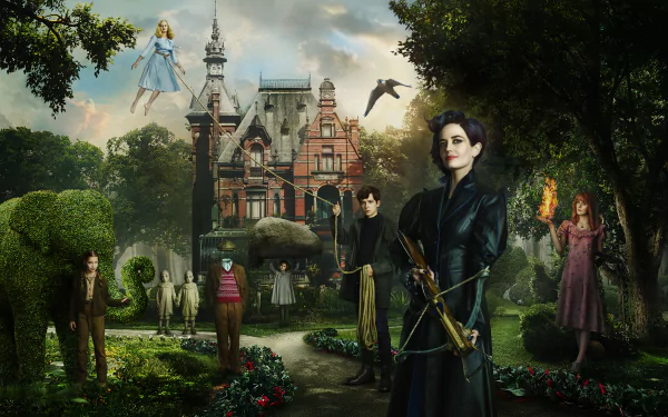 Georgia Pemberton Lauren McCrostie Pixie Davies Ella Purnell Asa Butterfield Eva Green movie Miss Peregrine's Home for Peculiar Children HD Desktop Wallpaper | Background Image