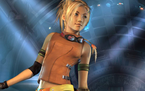 An HD desktop wallpaper featuring Rikku from Final Fantasy X, showcasing her vibrant character design against a dynamic background.