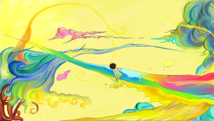 HD anime desktop wallpaper featuring Teito Klein from 07 Ghost, showcasing vibrant swirls of color and dynamic, surreal artistic elements.