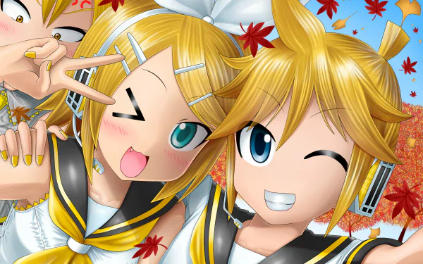 Akita Neru Rin Kagamine Len Kagamine Anime Vocaloid HD Desktop Wallpaper | Background Image