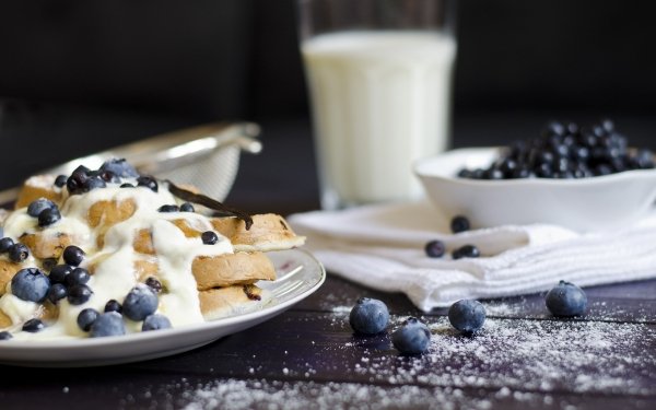 Food Breakfast Waffle Blueberry HD Wallpaper | Background Image