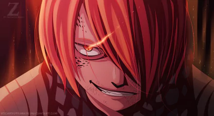 HD PC desktop wallpaper featuring Jackal from the anime Fairy Tail, showcasing his intense expression with fiery orange and red tones.