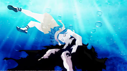 underwater tattoo headband long hair short hair black hair blue hair kiss Gajeel Redfox Levy McGarden Anime Fairy Tail HD Desktop Wallpaper | Background Image