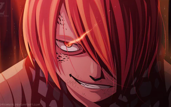 HD PC desktop wallpaper featuring Jackal from the anime Fairy Tail, showcasing his intense expression with fiery orange and red tones.