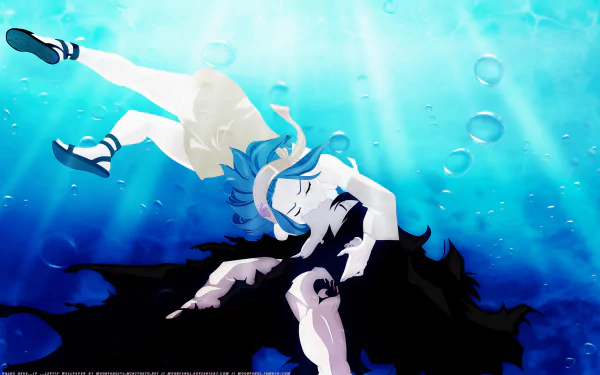 underwater tattoo headband long hair short hair black hair blue hair kiss Gajeel Redfox Levy McGarden Anime Fairy Tail HD Desktop Wallpaper | Background Image