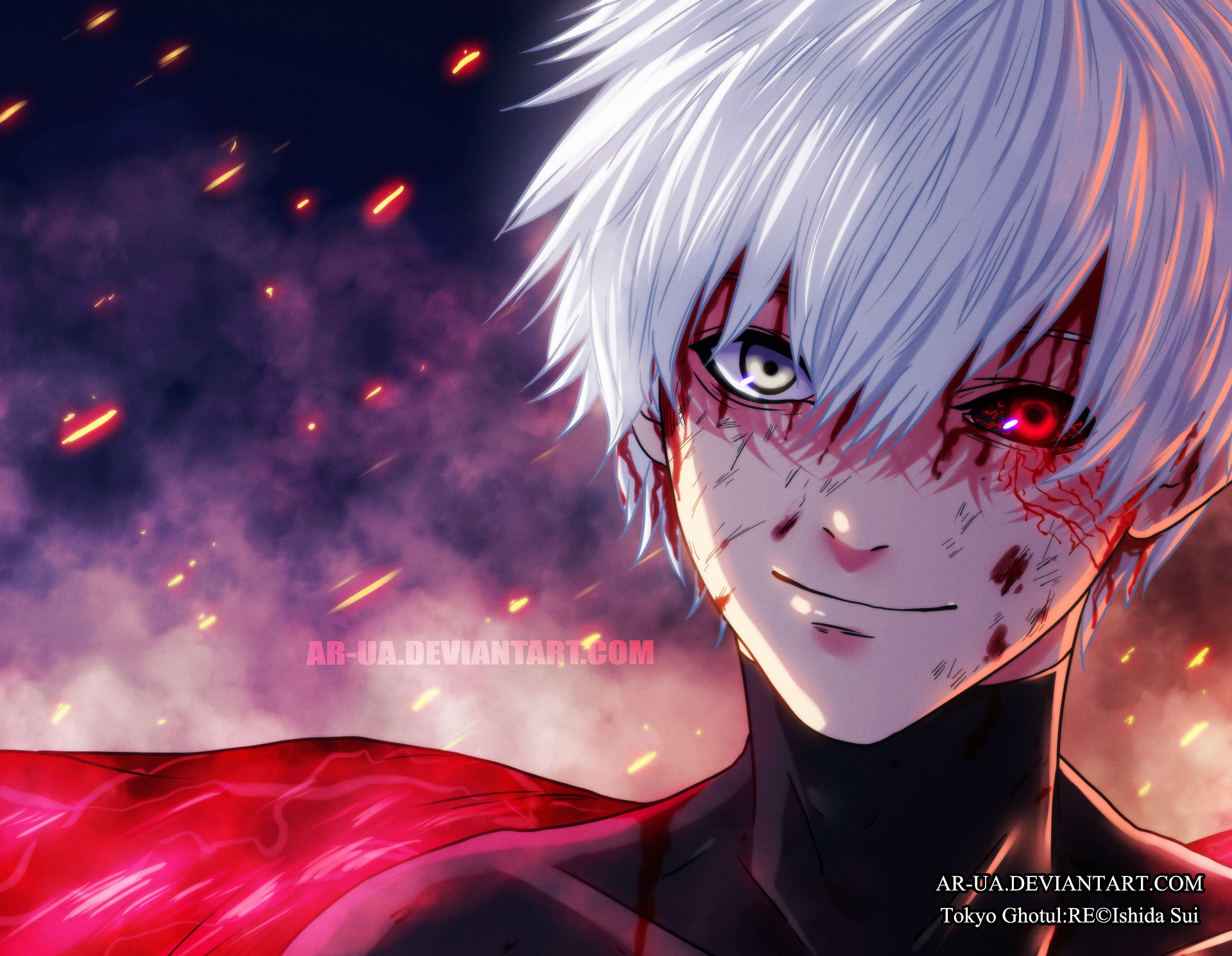 Purple Hair Red Eyes Ken Kaneki Tokyo Ghoul, HD wallpaper