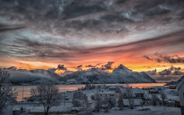 Photography Winter Earth Landscape Village Snow Sunset HD Wallpaper | Background Image