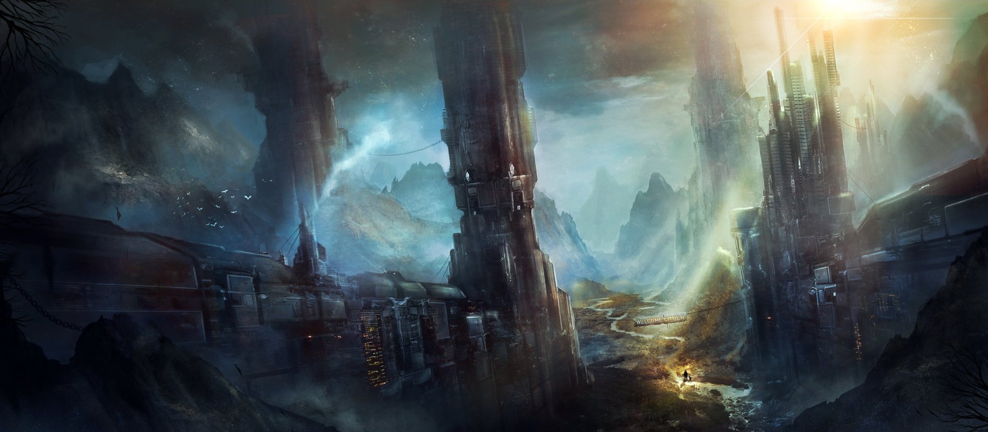 Download Building Sci Fi Landscape HD Wallpaper by Byzwa Dher