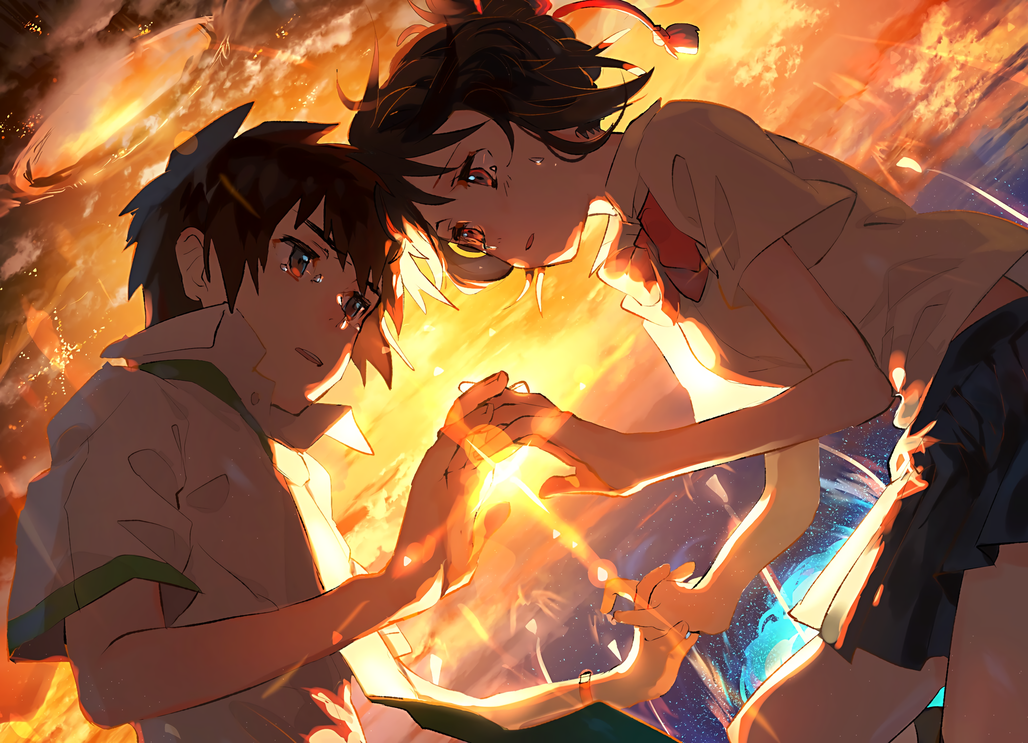 Anime Your Name. Mitsuha Miyamizu Kimi No Na Wa. Taki Tachibana