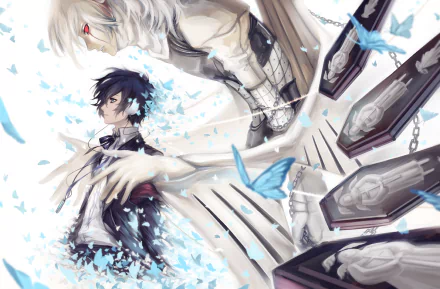 An HD wallpaper from the video game Persona 3, featuring character imagery amidst a backdrop of butterflies and ethereal elements, creating a dynamic and captivating composition.