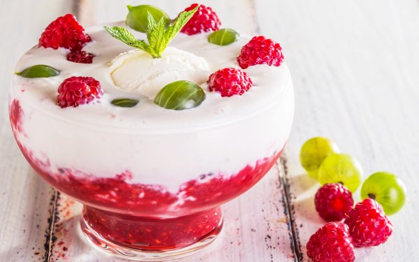 Food Dessert Sweets Raspberry Fruit Ice Cream HD Wallpaper | Background Image