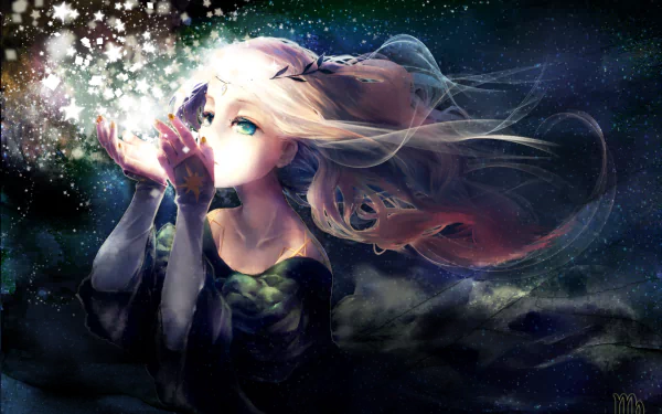 long hair blonde aqua eyes Anime Original HD Desktop Wallpaper | Background Image