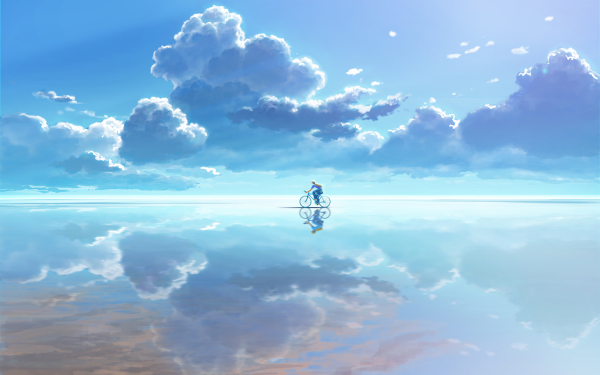 Anime Sky Reflection Bike Cloud HD Wallpaper | Background Image