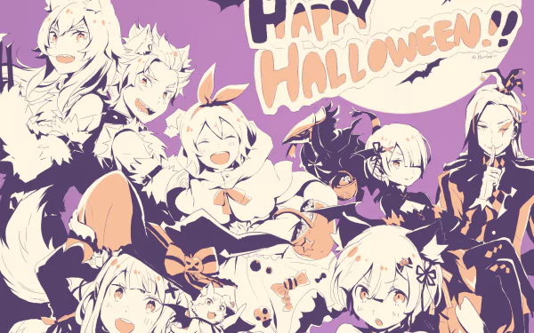 witch hat halloween Roswaal L. Mathers Ram (Re:ZERO) Rem (Re:ZERO) Emilia (Re:ZERO) Anime Re:Zero - Starting Life in Another World anime halloween HD Desktop Wallpaper | Background Image
