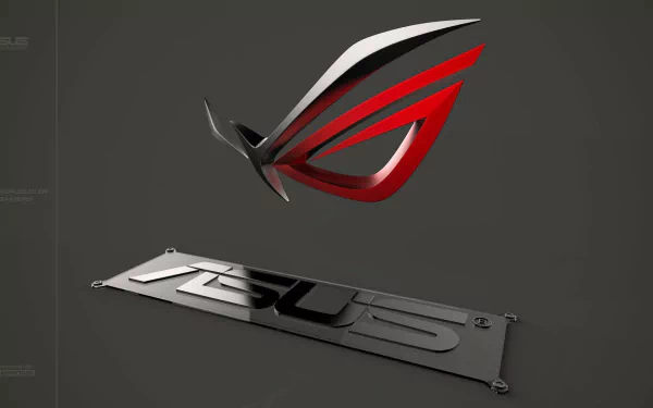 HD PC desktop wallpaper featuring the Republic of Gamers logo and ASUS branding, highlighting advanced technology and gaming design elements.
