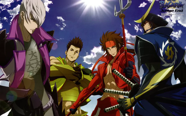 Anime-style Sengoku Basara characters stand under a bright sky in this vibrant 4K Ultra HD PC desktop wallpaper and background.