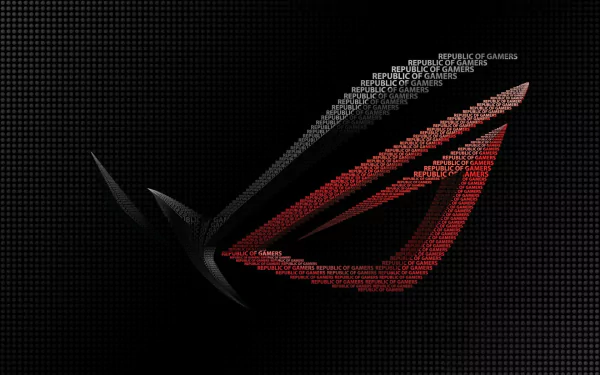 HD desktop wallpaper featuring the Asus ROG Republic of Gamers logo, designed with stylized text on a dark, tech-inspired background.