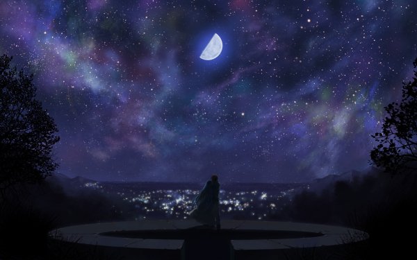 Anime Hanbun no Tsuki ga Noboru Sora HD Wallpaper | Background Image