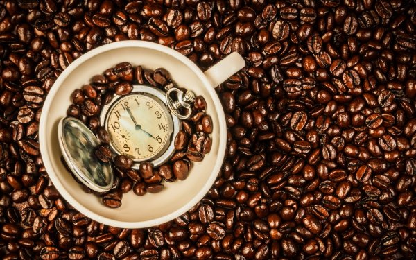 Food Coffee Coffee Beans Cup Watch Pocket Watch HD Wallpaper | Background Image
