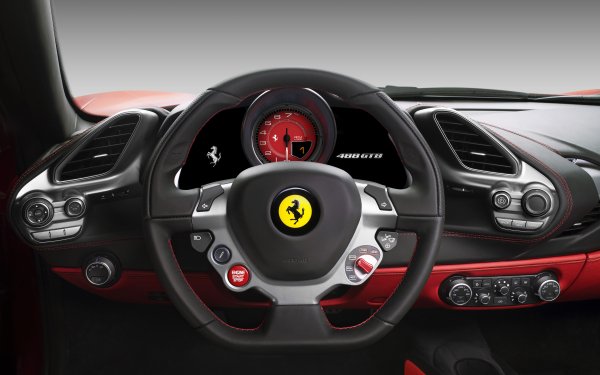 Vehicles Ferrari 488 Ferrari Ferrari 488 GTB Close-Up Steering Wheel HD Wallpaper | Background Image