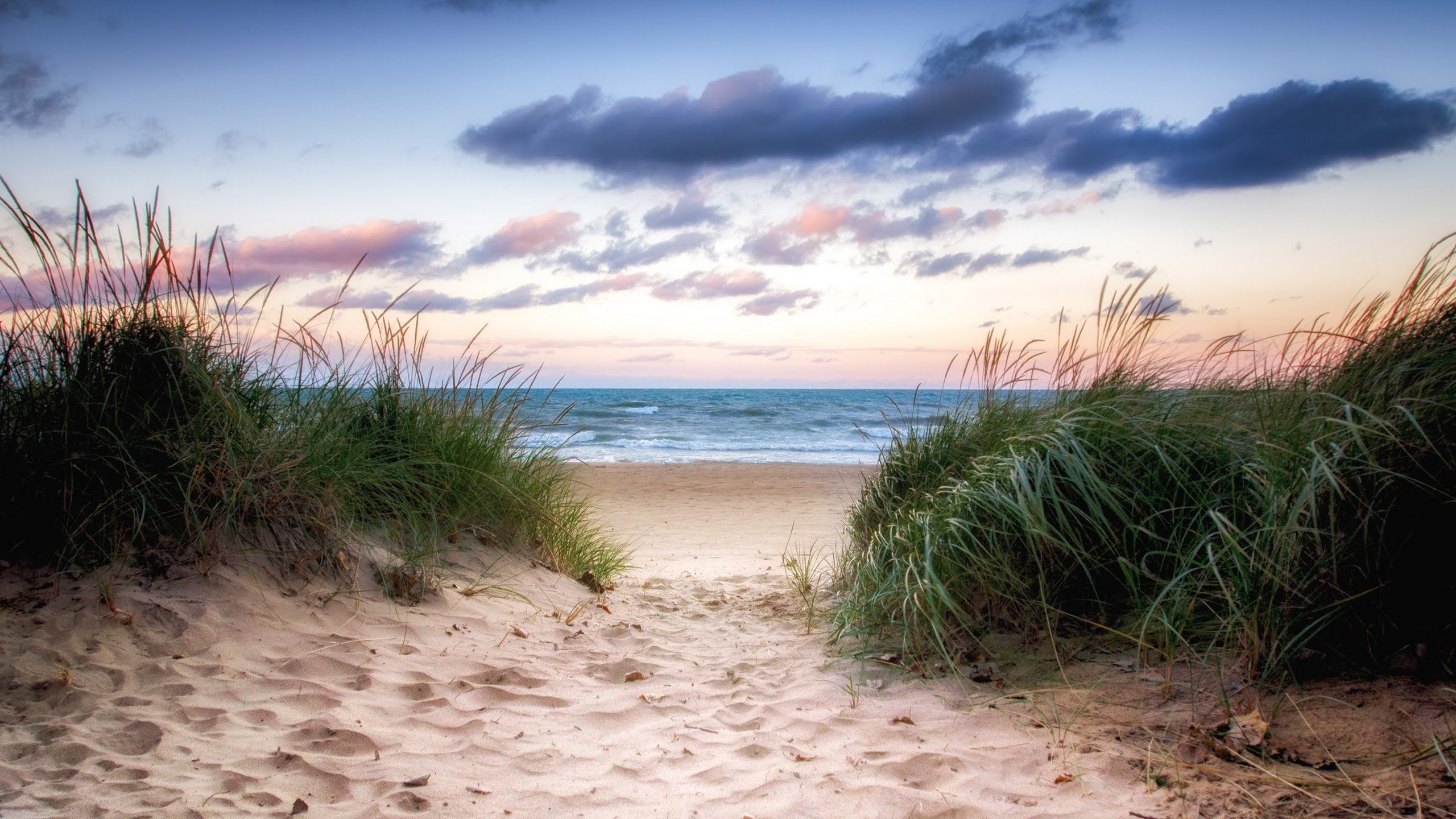 Serene Beach Horizon: A Stunning HD Wallpaper of Nature's Path