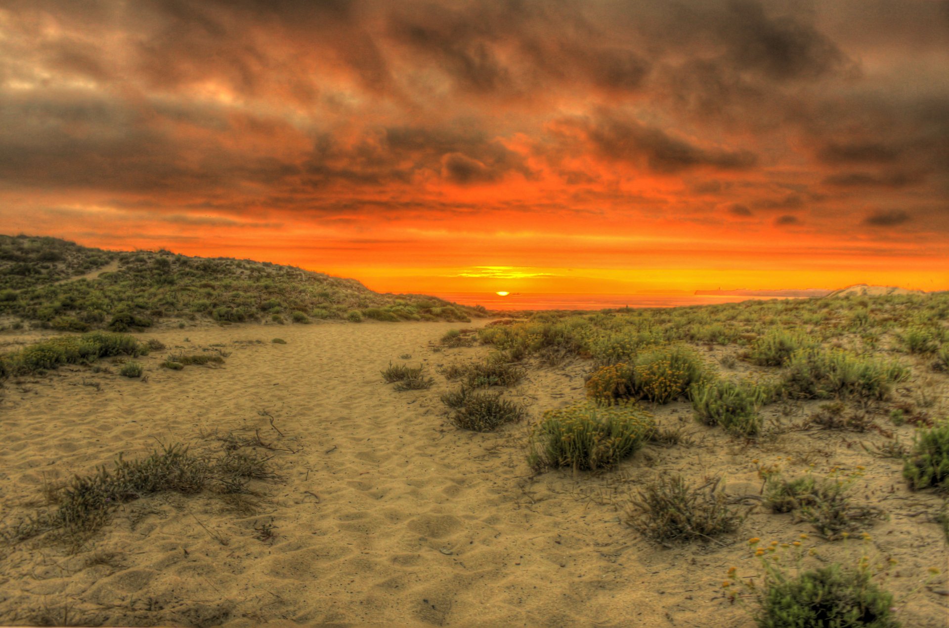 Download Cloud Horizon Sand Beach Nature Sunset 4k Ultra HD Wallpaper ...