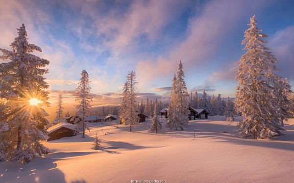 Photography Winter Snow House Cabin Village HD Wallpaper | Background Image