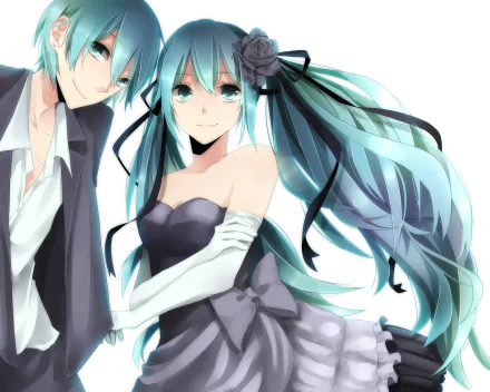 couple Hatsune Mikuo Hatsune Miku Anime Vocaloid anime couple HD Desktop Wallpaper | Background Image