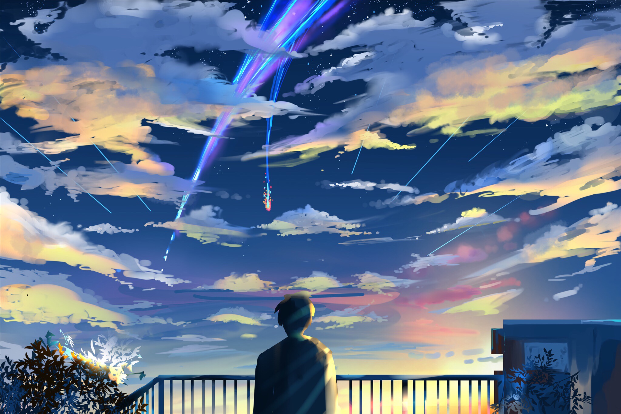 Kimi no na wa, mitsuha miyamizu, clouds, scenic, Anime, HD wallpaper