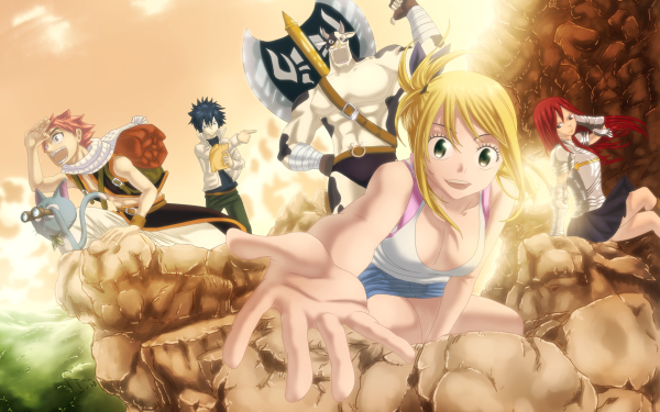 Anime Fairy Tail Happy Lucy Heartfilia Natsu Dragneel Erza Scarlet Gray Fullbuster Taurus HD Wallpaper | Background Image