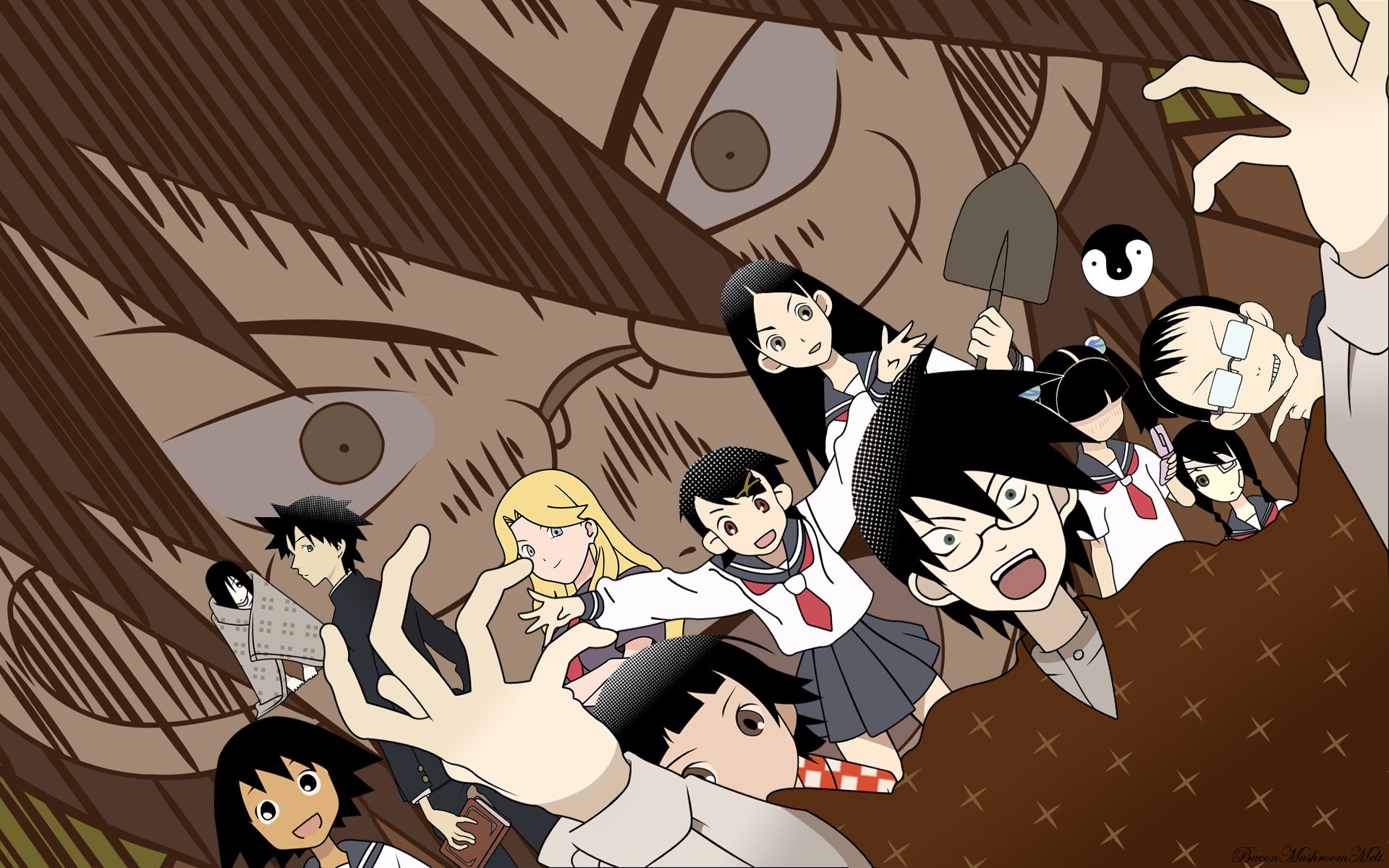 Download Tarou Sekiutsu Kagerou Usui Kiri Komori Kaere Kimura Kafuka Fuura Jun Kudo Matoi Tsunetsuki Chiri Kitsu Abiru Kobushi Meru Otonashi Nozomu Itoshiki Anime Sayonara Zetsubou-Sensei HD Wallpaper