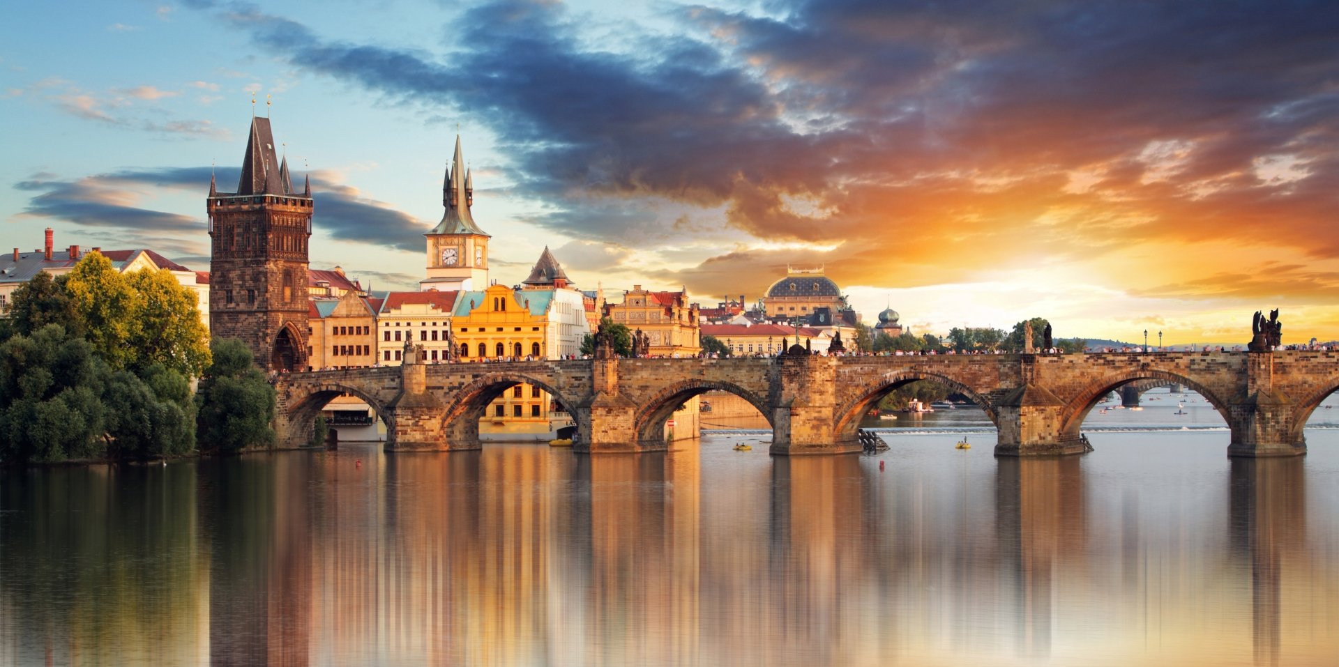 Download Czech Republic Prague River Bridge Man Made Charles Bridge 4k