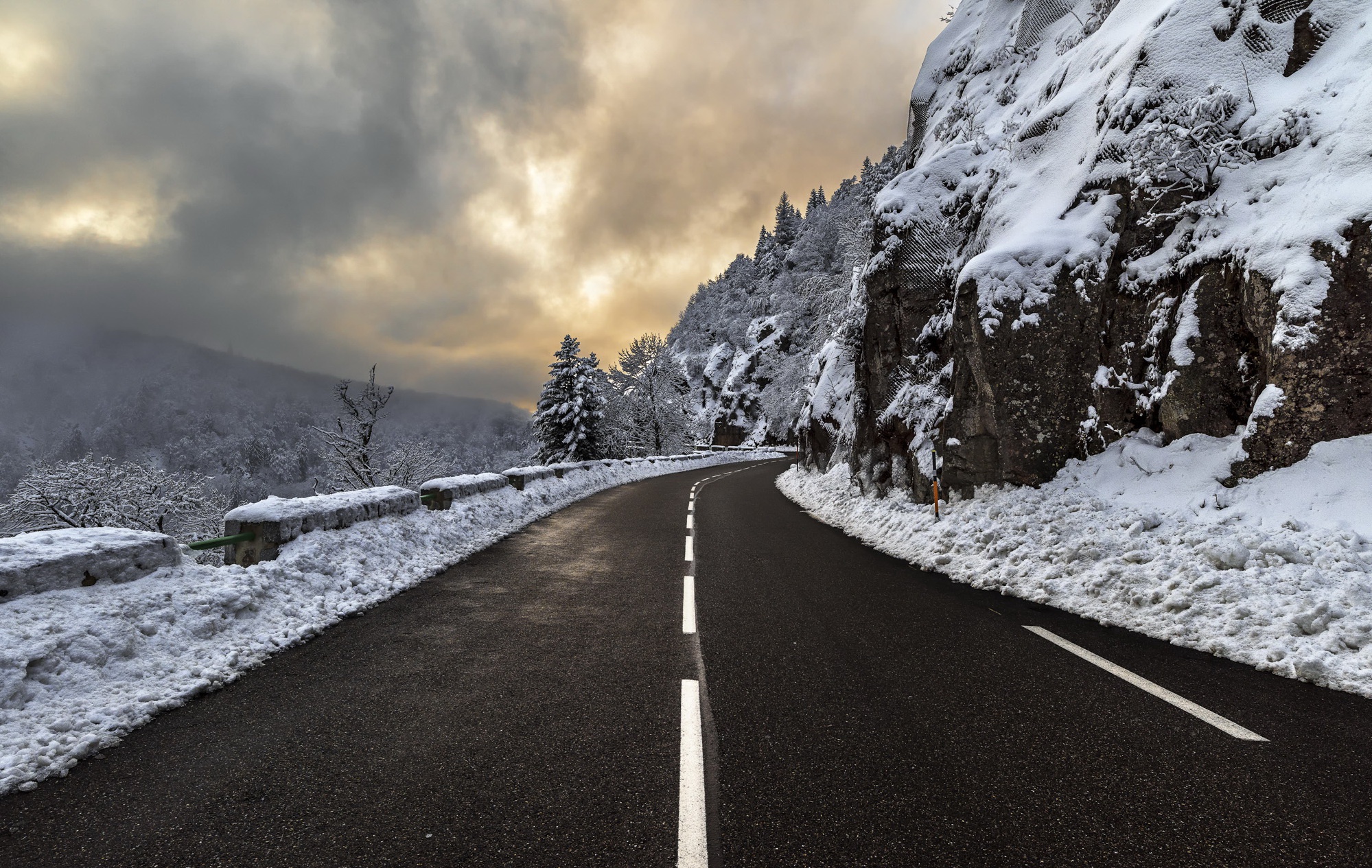 Download Snow Winter Nature Man Made Road HD Wallpaper