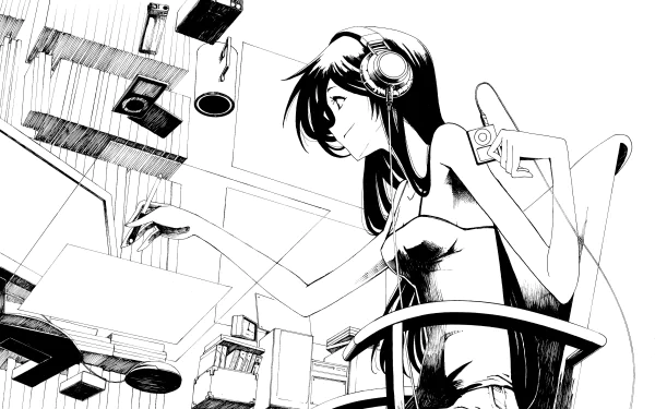 Anime headphones HD Desktop Wallpaper | Background Image