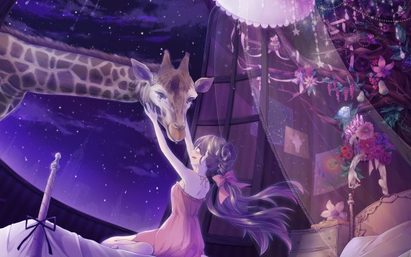 Anime Original Giraffe Stars HD Wallpaper | Background Image