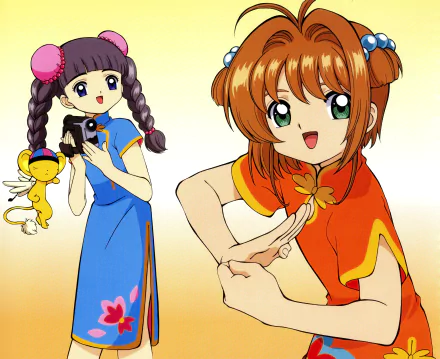 chinese dress Keroberos (Card Captor Sakura) Tomoyo Daidouji Sakura Kinomoto Anime Cardcaptor Sakura HD Desktop Wallpaper | Background Image
