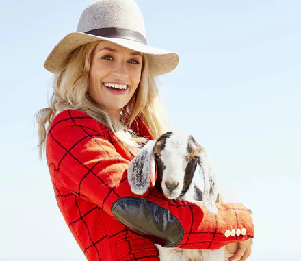hat smile blonde goat American actress Celebrity Beth Behrs HD Desktop Wallpaper | Background Image