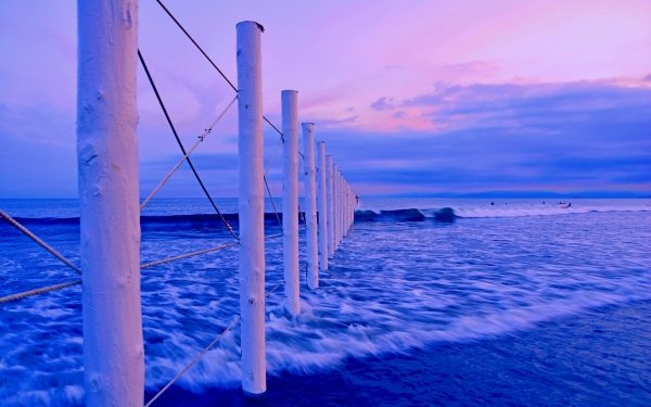 Earth Sunset Ocean Sea Blue Purple Horizon HD Wallpaper | Background Image