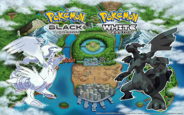Zekrom (Pokemon) Reshiram (Pokémon) video game Pokemon: Black and White HD Desktop Wallpaper | Background Image